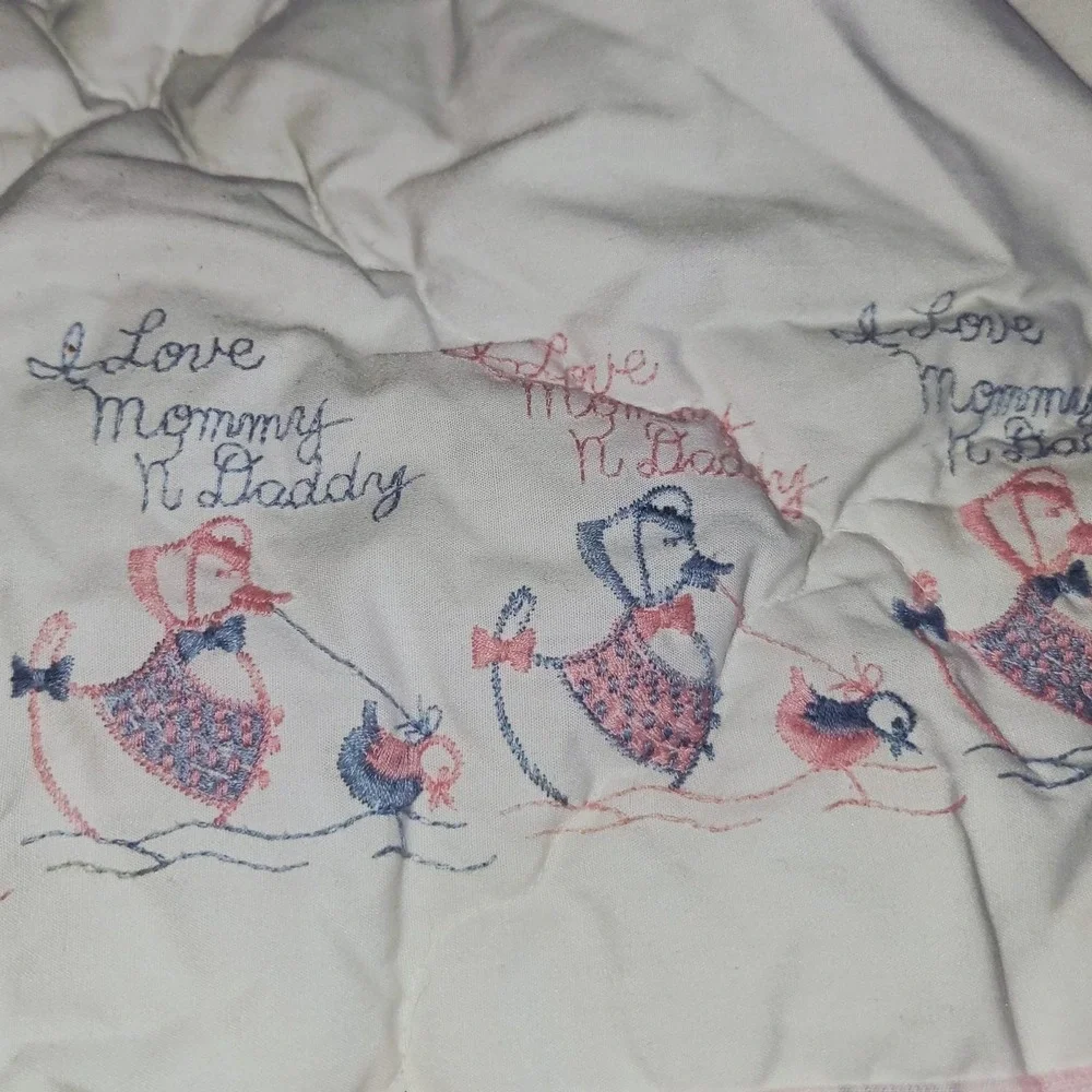 Vintage Baby Sleeping Bag Infant Goose Embroidered 